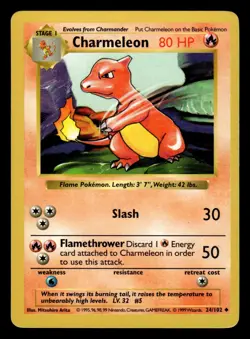 Charmeleon 24/102 Shadowless Base Set Pokemon Card - Image 1