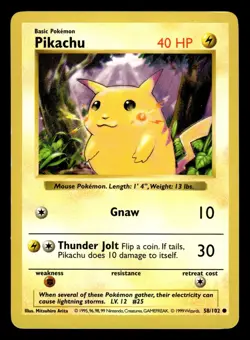 Pikachu 58/102 Shadowless Red Cheeks Base Set Pokemon Card - Image 1