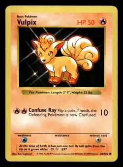 Vulpix 68/102 Shadowless Base Set Pokemon Card - 2 - Image 1