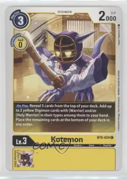 2021 Digimon Card Game - Battle of Omni Kotemon #BT5-034 0ka3 - Image 1