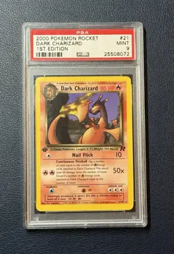 Dark Charizard 21/82 1st Edition Team Rocket Non Holo Pokemon Card WOTC PSA 9 - Image 1