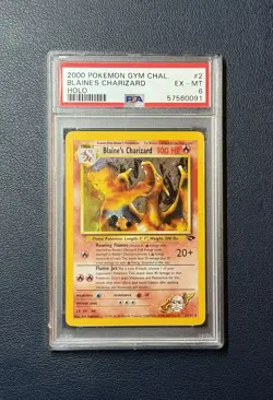 2000 Blaine's Charizard 002/132 Pokemon Card Vintage Gym Challenge Holo PSA 6 - Image 1