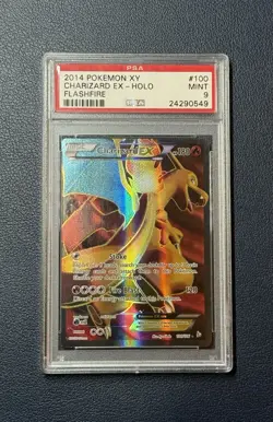 2014 Charizard EX Full Art Holo XY Flashfire Pokemon Card 100/106 PSA 9 Mint - Image 1