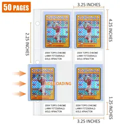 4 Pocket Top Loader Sleeves, Trading Card Binder Pages, Baseball Card Storage... - Image 2