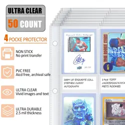 4 Pocket Top Loader Sleeves, Trading Card Binder Pages, Baseball Card Storage... - Image 5
