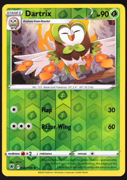 Dartrix 020/189 Reverse Holo Astral Radiance Pokemon TCG Card NM - Image 1