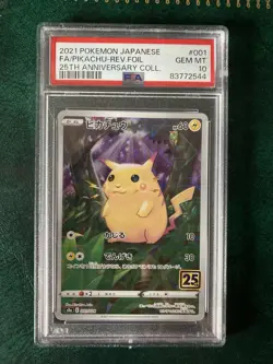 PSA 10 Pikachu Reverse Holo 001/028 S8a 25th Anniversary Japanese Pokemon Card - Image 1