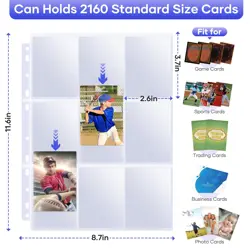 120 Pack 9 Pocket Double Side Card Sleeves Binder Sheets Holds 2160 Cards,Tra... - Image 3