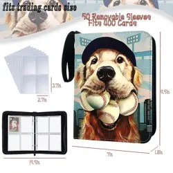 400 Pockets Baseball Card Binder, Trading Card Binder 4 Pocket with 50 Remova... - Image 3