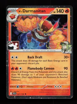 N's Darmanitan 027/159 Promo,FOIL Prize Pack Series Cards Pokemon Card - Image 1