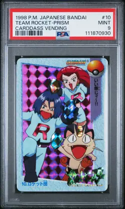 1998 POKEMON JPN BANDAI CARDDASS VENDING #10 TEAM ROCKET-PRISM PSA 9 - Image 1