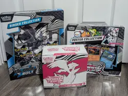 Pokemon TCG White Flare ETB, Black Bolt Binder + Poster Collection. New - Image 1
