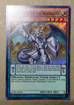 YUGIOH Super Rare Luster Pendulum, The Dracoslayer CORE-EN025 1st Edition - Image 1
