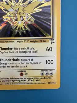 Pokemon TCG Zapdos Base Set 2 Holo Rare Card 20/130 LP Condition - Image 4
