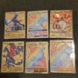 Custom Gold Metal Pokemon Card Lot (6) - Charizard, Pikachu VMAX, Mewtwo GX - Image 1