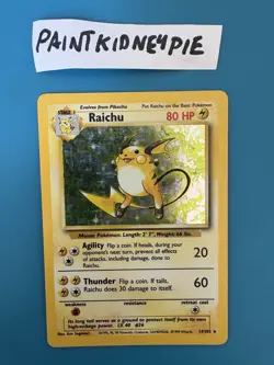 Pokemon TCG Raichu Holo Unlimited Rare Card 14/102 Base Set WOTC LP/MP Condition - Image 1
