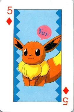 1990's Pokemon Pocket Monsters EeVee 5 of Diamonds Playing Card - Image 1