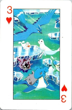 1990's Pokemon Pocket Monsters 3 of Hearts Playing Card - Image 1