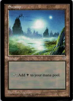 MTG Mirage Land Swamp Foggy Night Played - Image 1
