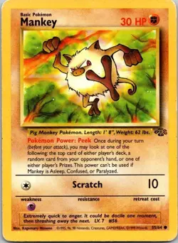 Pokemon Mankey 55/64 Jungle Set 1999 See Scan - Image 1