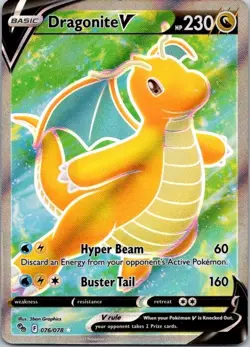 Pokemon Go Dragonite V 076/078 Full Art Holo Rare See Scan - Image 1