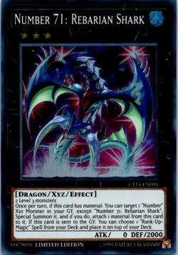 Yugioh Number 71 Rebarian Shark CT14-EN005 Played See Scan - Image 1