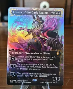 MTG English Liliana of the Dark Realms (Borderless) (Raised Foil) NM Foil - Image 1
