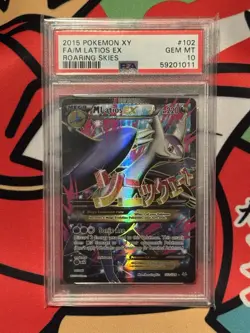2015 POKEMON XY ROARING SKIES #102 FULL ART/M LATIOS EX PSA 10 - Image 1