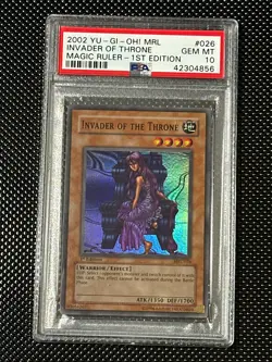 YUGIOH PSA 10 2002 Invader of Darkness MRL-026 Super Rare 1st Edition *4856 - Image 1
