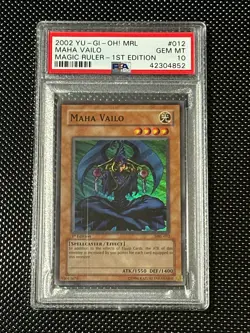 YUGIOH PSA 10 2002 Maha Vailo MRL-012 Super Rare 1st Edition *4852 - Image 1