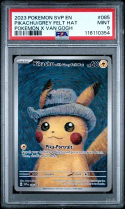 PSA 9 Van Gogh Pikachu Grey Felt Hat Promo Pokemon Card #085 Mint Look! - Image 1