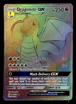 Dragonite GX Rainbow Full Art Unified Minds 248/236, NM Pokemon Card - Image 1