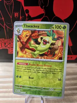015/167 THWACKEY REVERSE HOLO TWILIGHT MASQUERADE POKEMON CARD - Image 1