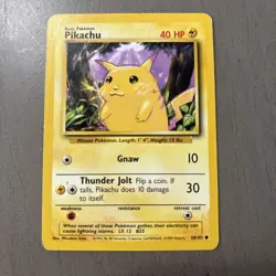 Pokemon TCG Pikachu Card 58/102 Unlimited WOTC Base Set (1999) - Image 1