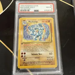 PSA 8 Machamp Pokemon Card 1st Edition Holo WOTC 8/102 Base Set Rare Vintage - Image 1