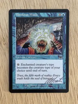 VTG MTG Magic The Gathering Mistform Mask Enchant Creature Blue Onslaught Signed - Image 1
