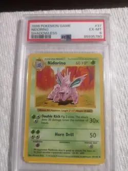 Pokemon Nidorino 1999 Base Set Shadowless 37/102 PSA 6 Mint WOTC - Image 1