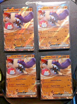 123/198 Great Tusk ex Holo Double Rare Scarlet and Violet Pokemon TCG X4 - Image 3