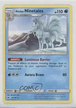 Alolan Ninetales Pokemon Sun & Moon Burning Shadows #28 n1u - Image 1