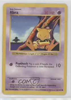 Abra Shadowless Pokemon Base Set #43 1999 1t5 - Image 1