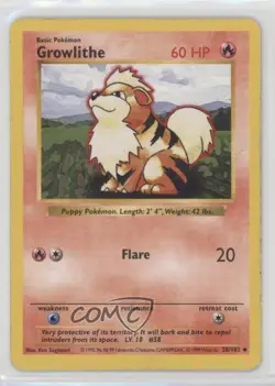 Growlithe Shadowless Pokemon Base Set #28 1999 10bj - Image 1