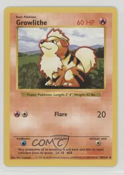 Growlithe Shadowless Pokemon Base Set #28 1999 jp5 - Image 1