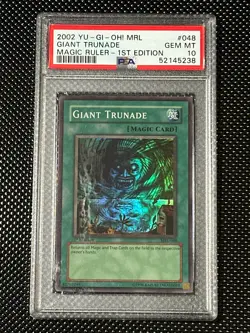 YUGIOH PSA 10 2002 Giant Trunade MRL-048 Super Rare 1st Edition *5238 - Image 1
