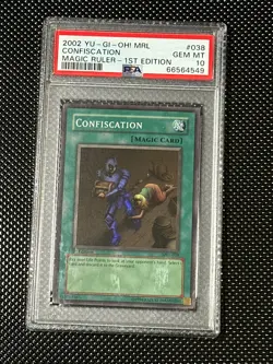 YUGIOH PSA 10 2002 Confiscation MRL-038 Super Rare 1st Edition *4549 - Image 1