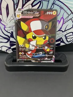Ash Pikachu Poncho VCOS Cosplay Custom Holo Holographic Custom Fan Art Card - Image 1
