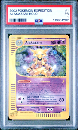 PSA 1 2002 Expedition Alakazam Holo Foil 1/165 WOTC E-Reader Series Pokemon - Image 1