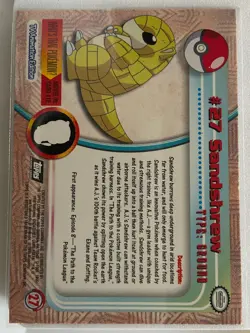Pokemon - Sandshrew #27 Topps TV Animation Black Logo Holo 2nd Print 1999 NM - Image 2