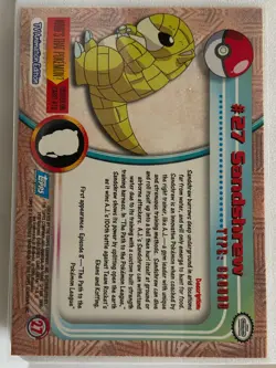 Pokemon - Sandshrew #27 Topps TV Animation Blue Logo Non-Holo 1st Print 1999 NM - Image 2
