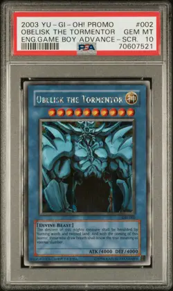 YUGIOH PSA 10 2003 Obelisk the Tormentor GBI-002 Secret Rare Promo *7521 - Image 1