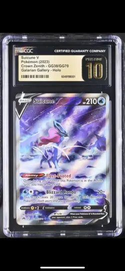 CGC 10 PRISTINE Suicune V GG38/GG70 Crown Zenith Alt Art Pokemon Card English - Image 1